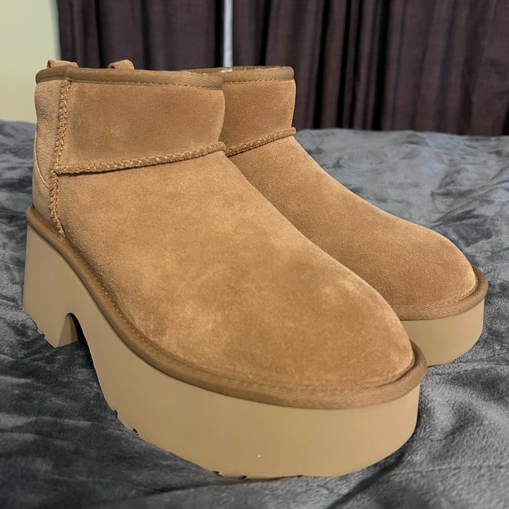 UGG Tan Suede Platform Boots